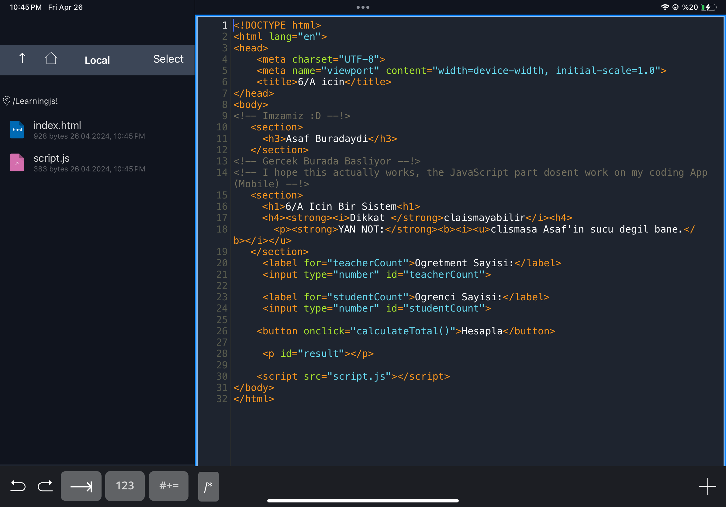 Kod Gosteris, Showing html Code.